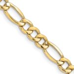 14K 8.5mm Semi-Solid Figaro with Lobster Clasp Chain