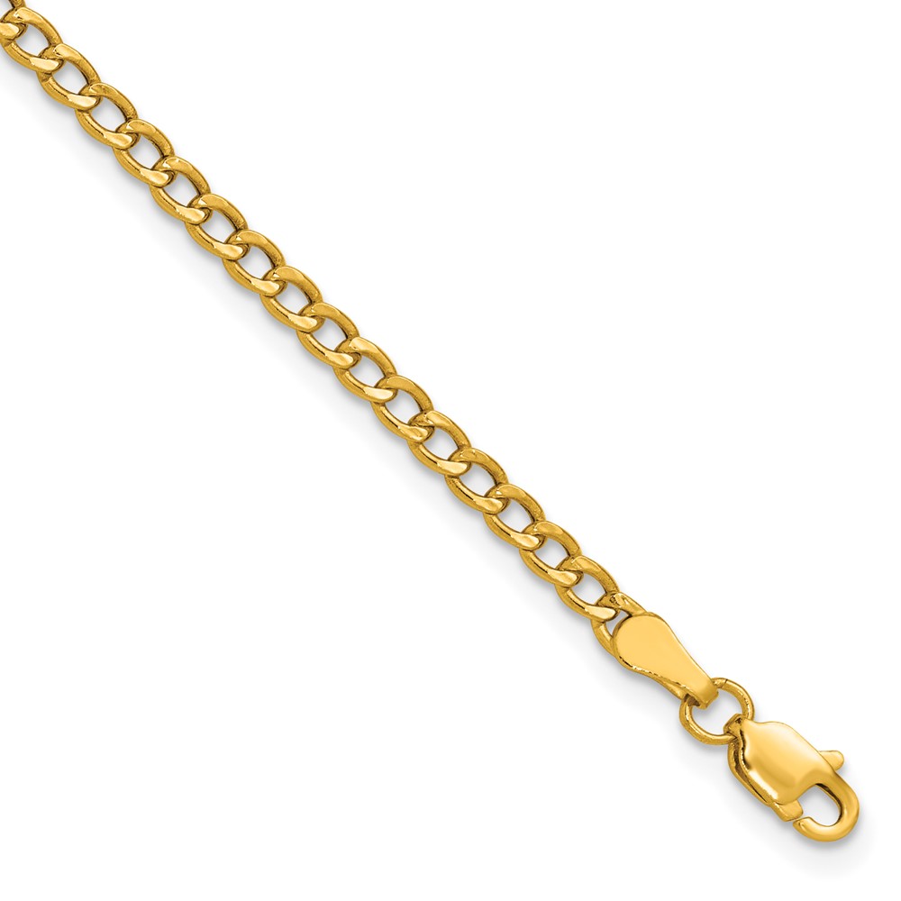 BC192-7.jpg 14K 2.85mm Semi-Solid Curb with Lobster Clasp Anklet - Image 1