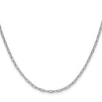 14k White Gold 2.2mm Semi-Solid Beveled Paperclip Chain - Image 2