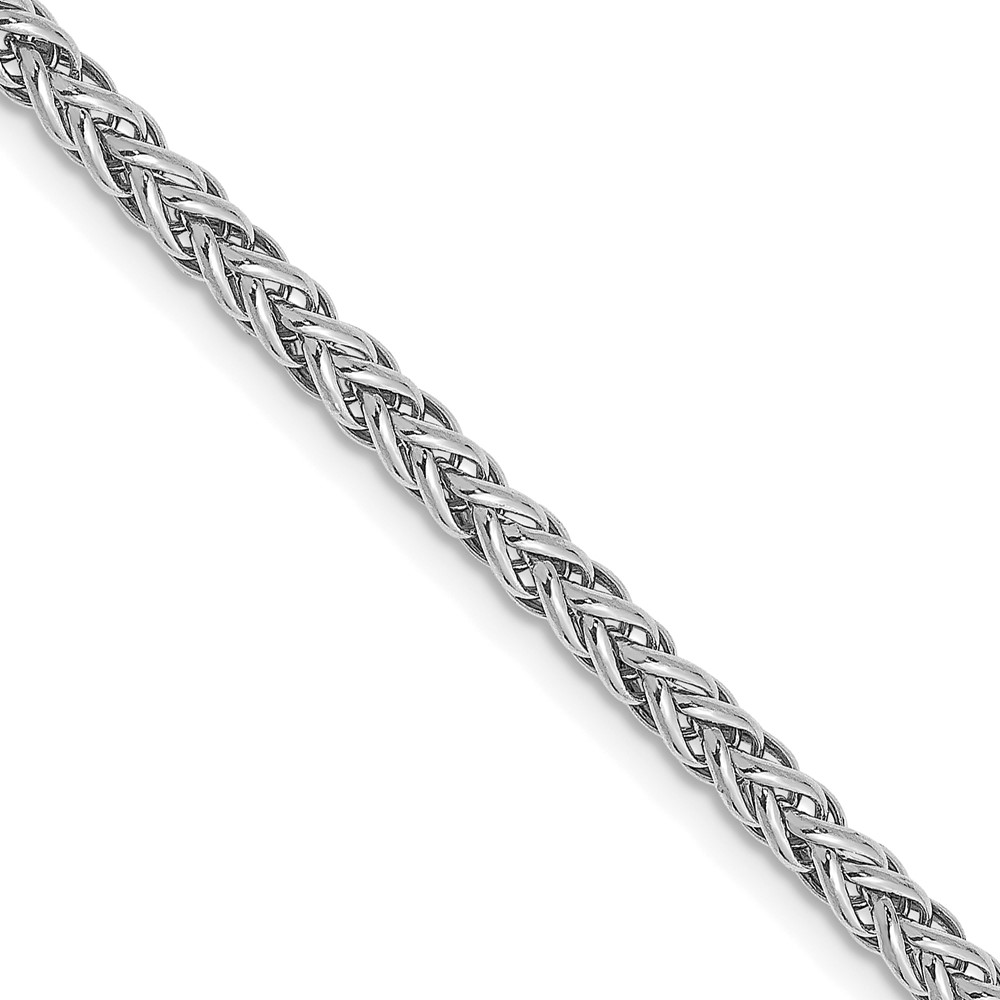 BC77W.jpg 14k White Gold 2.6mm Semi-solid 3-Wire Wheat Chain - Image 1