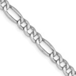 14K White Gold 4.4mm Semi-Solid Figaro with Lobster Clasp Chain