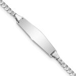 14k White Gold Polished Solid Chain/Solid Plate Flat Curb Link Soft Diamond Shape 19.5x6mm Plate Baby/Child ID Bracelet