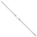 14k White Gold Polished Solid Chain/Solid Plate Flat Curb Link Soft Diamond Shape 19.5x6mm Plate Baby/Child ID Bracelet - Image 2