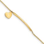 14K Polished Heart Dangle and Bar 5.Baby/Child Bracelet with 0.Extender