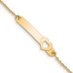 14K Polished Solid Chain/Solid Plate Cut-out Heart 27.7x6.5mm Plate 5.Baby/Child ID Bracelet with Extender