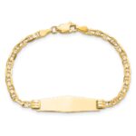 14k Polished Solid Chain/Solid Plate Anchor Link Soft Diamond Shape 26x7.5mm Plate 6 inch Baby/Child ID Bracelet - Image 4