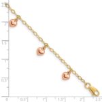 14K Yellow Gold with Rose Gold Hearts Child's Puffed Heart Charm Bracelet - Image 3