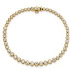 14k 3 carat Lab Grown Diamond VS/SI+ G+ Complete Round Bezel Set 7 inch Tennis Bracelet - Image 4