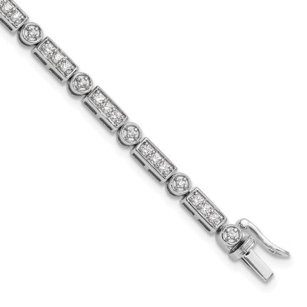 14k White Gold 1 3/8 carat Lab Grown Diamond VS/SI+ G+ Complete 7 inch Bracelet