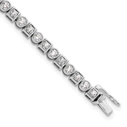 14k White Gold 2 1/8 carat Lab Grown Diamond VS/SI+ G+ Complete 6.75 inch Shapes Bracelet