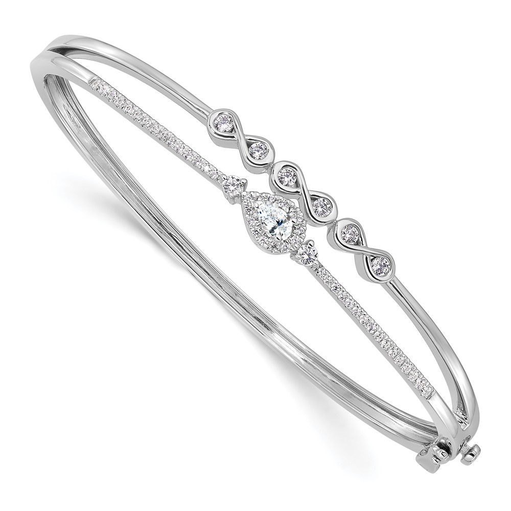 BM10274-073-WAA.jpg 14k White Gold 3/4 carat Lab Grown Diamond VS/SI+ G+ Complete Double Strand Infinity and Pear Bangle Bracelet - Image 1