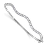 14k White Gold 1 1/4 carat Lab Grown Diamond VS/SI+ G+ Wavy Complete Bangle Bracelet