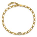 14K Polished Complete 1/8 carat Diamond Oval Cluster Fancy Link 7 inch Bracelet with 1 inch Extender - Image 4