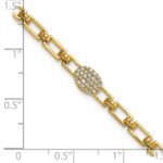 14K Polished Complete 1/8 carat Diamond Oval Cluster Fancy Link 7 inch Bracelet with 1 inch Extender - Image 5