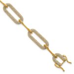 14K Polished Complete 3.25 carat Diamond Paperclip Link 7 inch Bracelet