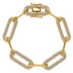 14K Polished Complete 3.25 carat Diamond Paperclip Link 7 inch Bracelet - Image 4