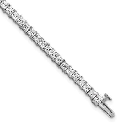 14k White Gold 7 carat Lab Grown Diamond VS/SI+ G+ Complete Princess Prong Set Tennis Bracelet