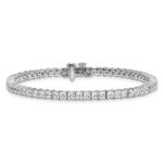 14k White Gold 7 carat Lab Grown Diamond VS+ F+ Complete Princess Prong Set Tennis Bracelet - Image 3