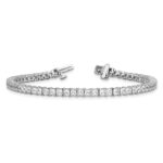 14k White Gold 7 carat Lab Grown Diamond VS+ F+ Complete Princess Prong Set Tennis Bracelet - Image 5