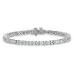 14k White Gold 7 carat Lab Grown Diamond VS+ F+ Complete Princess and Round Tennis Bracelet - Image 3