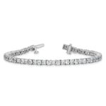 14k White Gold 7 carat Lab Grown Diamond VS+ F+ Complete Princess and Round Tennis Bracelet - Image 5