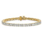 14k 7 carat Lab Grown Diamond VS/SI+ G+ Complete Princess and Round Tennis Bracelet - Image 3