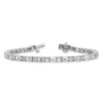 14k White Gold 10 carat Lab Grown Diamond VS/SI+ G+ Complete Emerald and Round Tennis Bracelet - Image 5