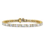 14k 10 carat Lab Grown Diamond VS/SI+ G+ Complete Emerald and Round Tennis Bracelet - Image 3