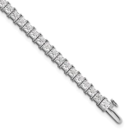14k White Gold 10 carat Lab Grown Diamond VS/SI+ G+ Complete Princess Prong Set Tennis Bracelet