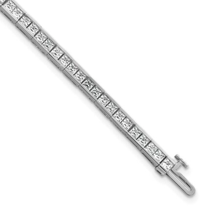14k White Gold 5 carat Lab Grown Diamond VS/SI+ G+ Complete Princess Bezel Set Tennis Bracelet