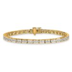 14k 5 carat Lab Grown Diamond VS/SI+ G+ Complete Princess Bezel Set Tennis Bracelet - Image 3