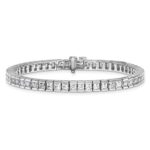 14k White Gold 10 carat Lab Grown Diamond VS/SI+ G+ Complete Princess Bezel Set Tennis Bracelet - Image 3