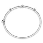 14k White Gold 1 1/4 carat Lab Grown Diamond VS/SI+ G+ Complete Round and Pear Hinged Bangle Bracelet - Image 2