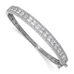 14k White Gold 5 carat Lab Grown Diamond VS/SI+ G+ Round and Princess Hinged Complete Bangle Bracelet
