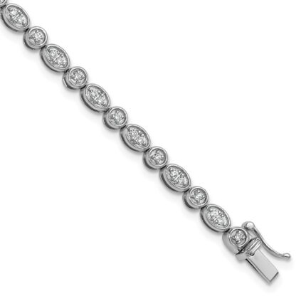 14k White Gold 7/8 carat Lab Grown Diamond VS/SI+ G+ Complete 7 inch Fancy Bracelet