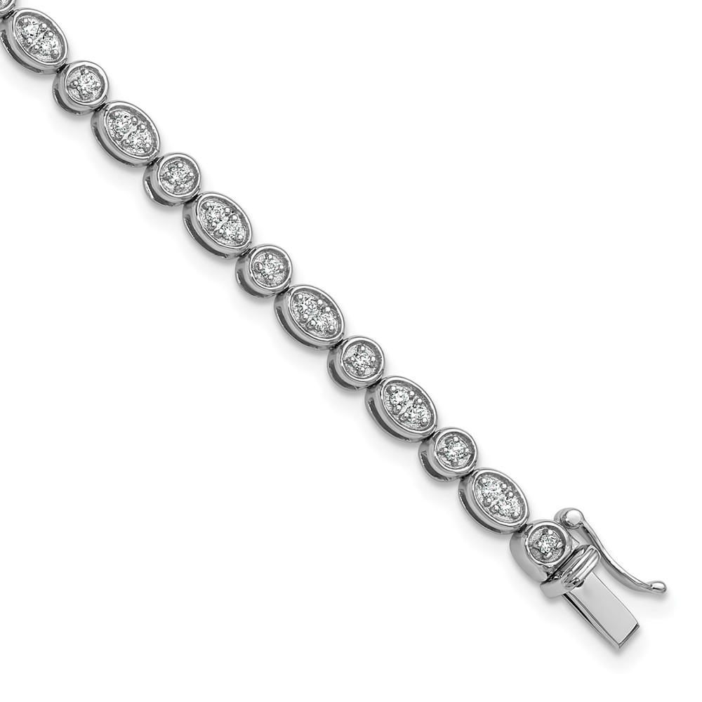 BM10534-085-WAA.jpg 14k White Gold 7/8 carat Lab Grown Diamond VS/SI+ G+ Complete 7 inch Fancy Bracelet - Image 1
