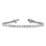 14k White Gold 7 carat Lab Grown Diamond VS/SI+ G+ Complete Emerald Tennis Bracelet - Image 5