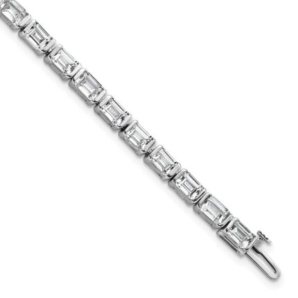 14k White Gold 10 carat Lab Grown Diamond VS/SI+ G+ Complete Emerald Bezel Set Tennis Bracelet