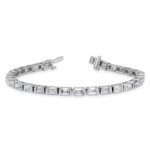 14k White Gold 10 carat Lab Grown Diamond VS/SI+ G+ Complete Emerald Bezel Set Tennis Bracelet - Image 5