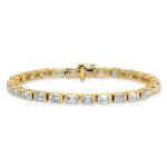 14k 10 carat Lab Grown Diamond VS+ F+ Complete Emerald Bezel Set Tennis Bracelet - Image 3