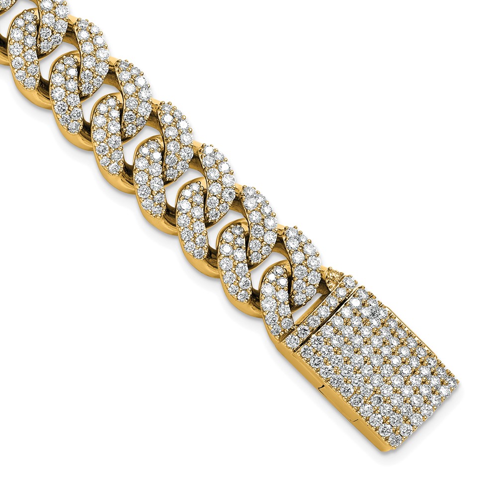 BM10742-YAA.jpg 14k 9 1/6 carat Lab Grown Diamond VS/SI+ G+ Complete 4mm Pav‚ Cuban Link 8 Bracelet - Image 1