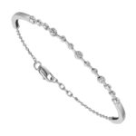 14k White Gold Complete 1/4 carat Diamond Half-Bangle 6.75 inch Bracelet with 0.5 inch Extender - Image 3