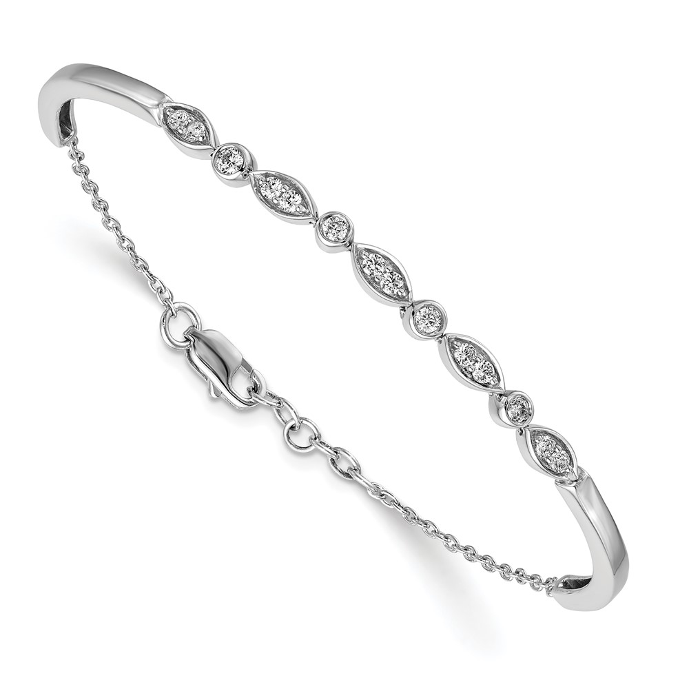 BM3725-050-WA.jpg 14k White Gold Complete 1/2 carat Diamond Half-Bangle 6.75 inch Bracelet with 0.5 inch Extender - Image 1