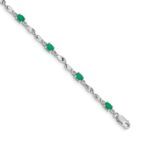 10k White Gold Diamond and Emerald Bracelet