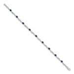 14k White Gold Complete Diamond and Oval Sapphire Fancy Link 7.25 inch Bracelet - Image 2
