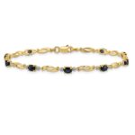 14k Complete Diamond and Oval Sapphire Fancy Link 7.25 inch Bracelet - Image 3