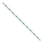 14k White Gold Complete Diamond and Oval Emerald Infinity Link 7.25 inch Bracelet - Image 2