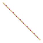 14k Complete Diamond and Oval Ruby Infinity Link 7.25 inch Bracelet - Image 2