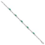 10k White Gold Diamond and Emerald Bracelet - Image 2