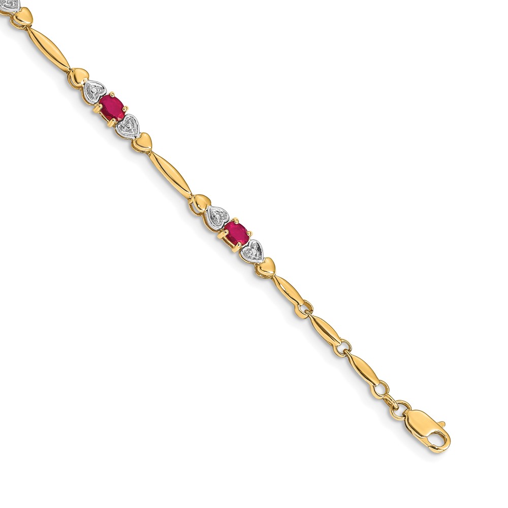 BM4479-RU-001-YA.jpg 14k Complete Diamond and Oval Ruby Heart Design 7 inch Bracelet - Image 1